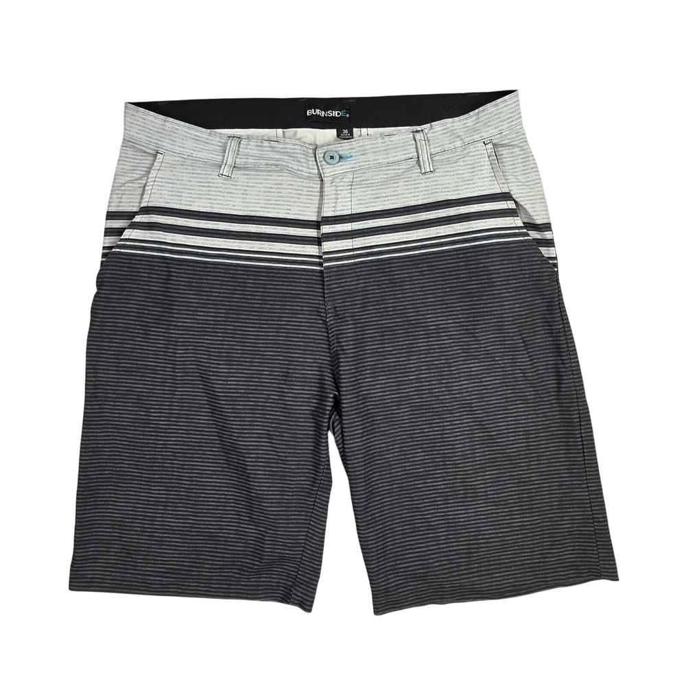 Burnside Mens Hybrid Board Shorts Grey Striped Walk Shorts Size 36